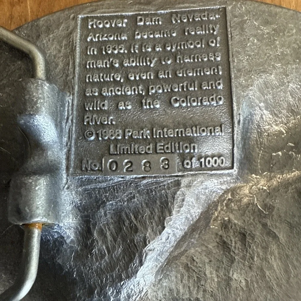 Hoover Dam Belt Buckle Metal Limited Edition Numbered Park‎ International VTG